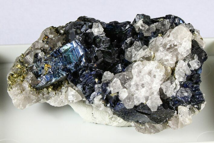 Blue-Green Vivianite Crystals on Quartz - Romania #380210